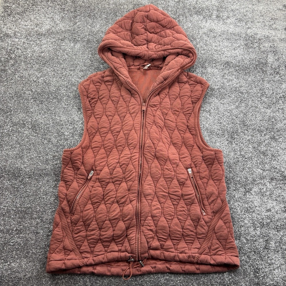 Free People Movement Dream Big Quilted‎ Vest Womens Large Rust Orange Oversized